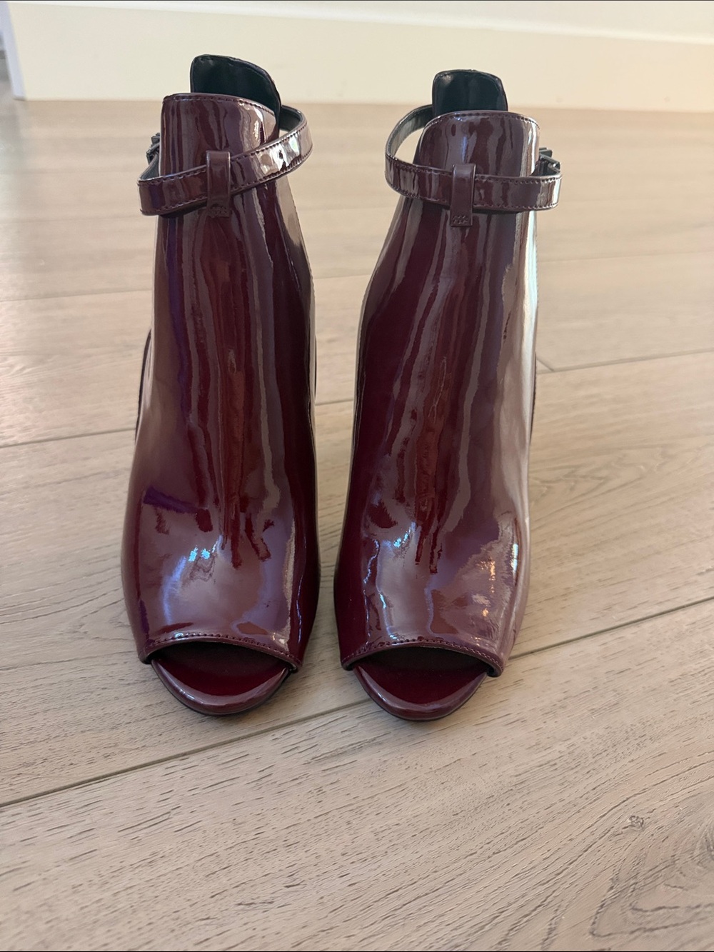 MICHAEL Michael Kors Burgundy Patent Peep-Toe Ankle Booties - Picture 3 of 4